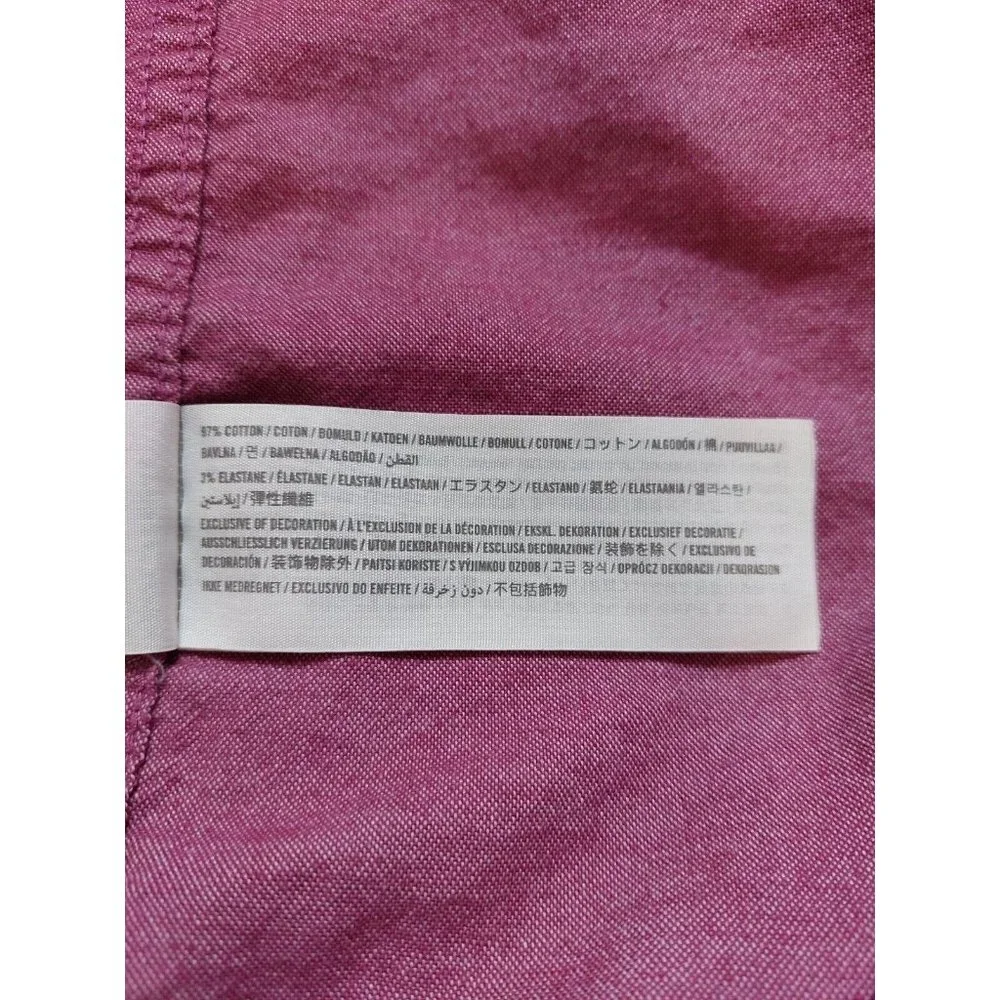Hollister Mens Large Button Up Shirt Epic Flex Stretch LS Classic Fit Mauve Pink
